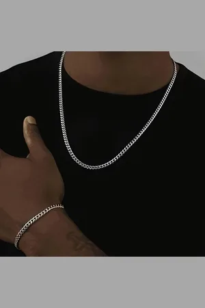 Fashion Jewelry 2-Delige Hip Hop RVS Ketting en Armband Set Heren - Roestvrij Staal Zilveren Kleur - Duurzaam & Stijlvol - Streetwear Accessoire - Verkleuringsvrij - Perfect voor Urban Fashion, Feestjes & Dagelijks Gebruik - Cuban Link Armband en Ketting