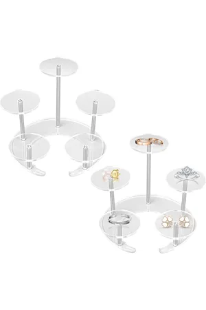 Merkloos Transparante Stapelbare Display Standaards van Acryl - Set van 2 voor Sieraden en Kleine Objecten