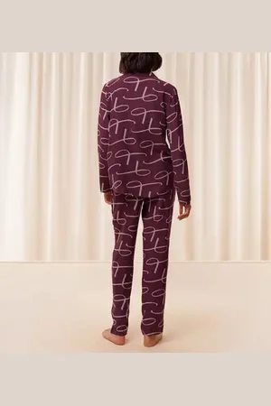 Triumph Dames pyjama Viscose - Boyfriend Fit - Doorknoop viscose pyjama met lange mouwen - 44