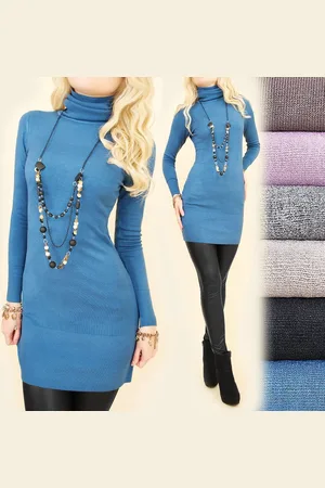 Merkloos Coltrui dames trui kasjmier lang model warme trui tuniek jurk maat S/M