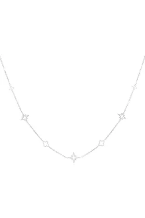 Yehwang Ketting met bedels - - Stainless Steel - ketting - bedels - ster - klaver - necklace - gift - RVS - Roestvrij staal - cadeau