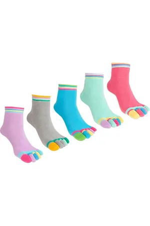 Merkloos 5 Pairs Women Pilates Five Finger Toe Yoga Sports Cotton Lining Ankle Socks - UK Size 4-7 EU 38-42