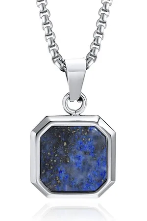Mendes Ketting met Hanger - 15mm vierkant met Lapis Lazuli