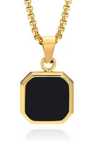 Mendes Ketting met Hanger - 15mm vierkant Goud en Agaat