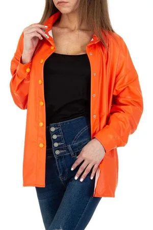 Merkloos PU oversized blouse jasje knal M