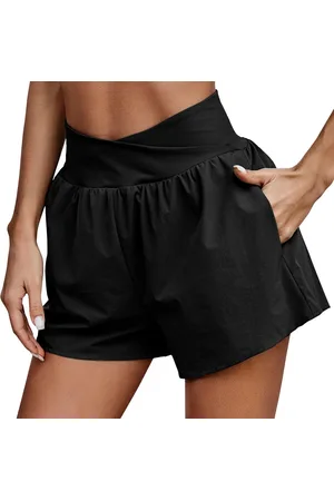 Merkloos 1 stuk - dames workout shorts - atletische hardloopshorts - hoog getailleerde cross-fitnessshorts met zakken - voor sport en fitness - （maat：M ）