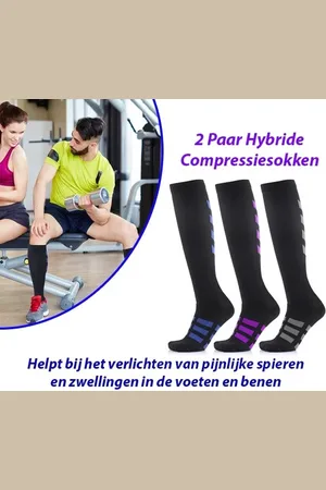 Merkloos 2-Paar Hybride Compressiesokken Kleur 42-47