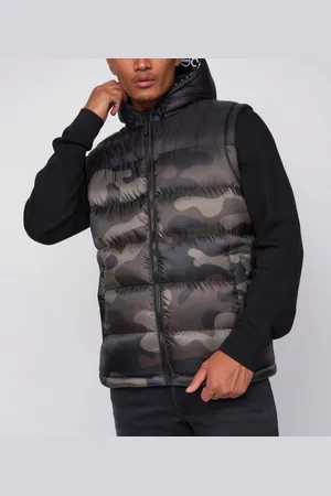 Merkloos Crosshatch Heren Stanfield Gilet met Capuchon Bos Camouflage bodywarmer maat L khakigroen