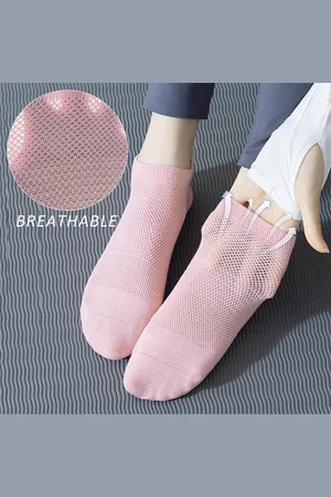 Merkloos 6 paar antislip yogasokken - gestippelde siliconen - ademende korte sokken - fitness-sportsokken - gripsokken - geschikt voor pilates yoga gymnastiek - meerkleurig zwart roze .