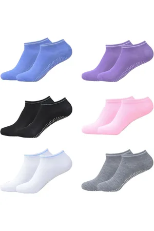 Merkloos 6 paar gestippelde sokken voor dames - danssokken yoga-sokken trampolinesokken - indoor vloersokken fitness-antislipsokken - blauw Einheitsgröße Große Größen Tall. .
