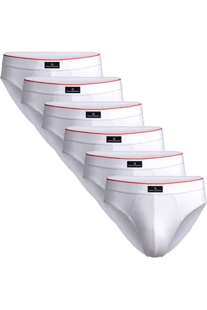 DANISH ENDURANCE Katoenen Slips - Klassiek Ondergoed - voor Heren - 6 pack - Wit en Rood - 3XL