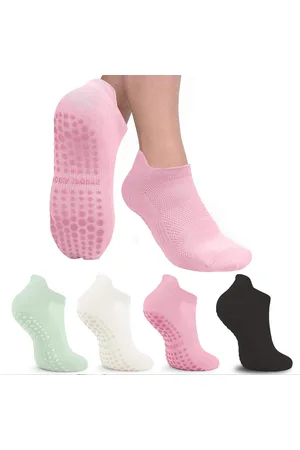 Merkloos Yoga-sokken voor dames - antislip met noppen - warm - 4 paar - voor pilates, ballet, dans, revalidatie, fitness, ziekenhuis .