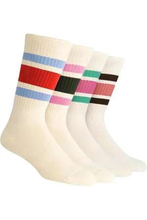 Merkloos 4 paar dames sportsokken - tennissokken retro crew sokken - casual katoenen sokken - maat 36-45 - unisex. .