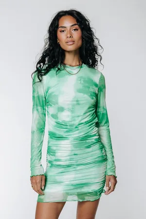Colourful rebel Juda Tie Dye Gathered Mesh Dress- Maat XL