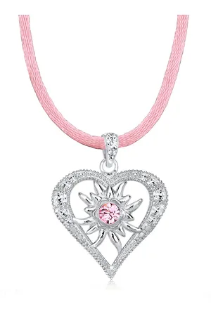 Elli Dames Halsketting Dames hart Edelweiss met kristallen in 925 sterling zilver