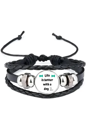 Akyol Life is better with a dog armband zwart - Honden - honden liefhebbers - verjaardag - cadeau - kado - geschenk