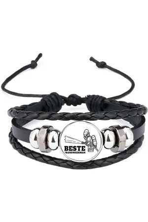 Akyol Beste brandweerman armband zwart - Beste brandweerman - collega - cadeau