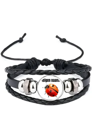 Akyol Lieveheersbeestje met eigen naam armband zwart - Lieveheersbeestje - lieveheersbeestje liefhebbers - iemand die houdt van lieveheersbeestjes - verjaardag - cadeau - kado