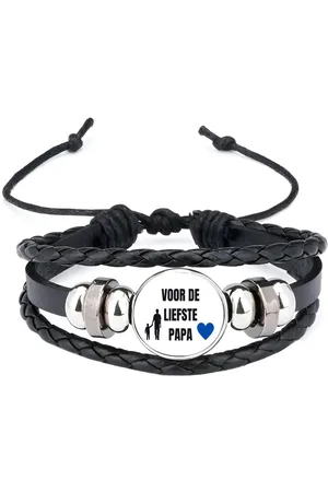 Akyol Voor de liefste papa armband zwart - Papa - cadeau papa - cadeau - verjaardag papa - vaderdag - beste papa