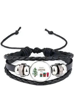 Akyol Kerst kerstboom met cadeautjes met eigen naam armband zwart - Kerstmis - kerst beker - winter - kerst - christmas - kerst cadeau