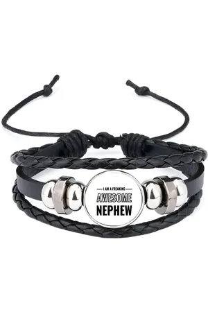 Akyol I am a freaking awesome nephew armband zwart - Neef - de meest geweldigste neef - verjaardagscadeau - verjaardag - cadeau - cadeautje voor neef - neef artikelen - kado - geschenk - gift