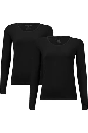 Bamboo Basics Comfortabel & Zijdezacht Lara - Bamboe T-Shirts (Multipack 2 stuks) Dames - Lange Mouwen - - S