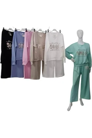 Merkloos Dames huispak - vrijetijdspak met tekstprint Onesize (36-38)