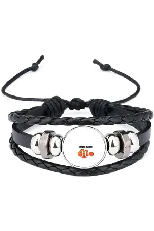 Akyol Oranje vis (nemo) met eigen naam armband zwart - Vis - vissen liefhebbers - iemand die houdt van vissen - verjaardag - cadeau - kado