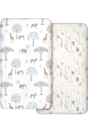 Merkloos Set van 2 Jersey Hoeslakens voor Wieg, 100% Microvezel, Ademend, 120 x 60 cm, Öko-Tex100, Comfortabel en Lichtgewicht Babywieglakens