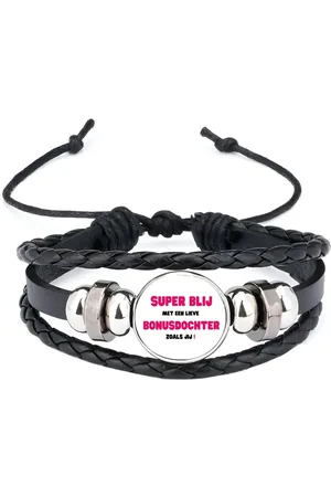 Akyol Super blij met een lieve bonusdochter zoals jij armband zwart - Dochter - de liefste bonusdochter - verjaardag - cadeautje voor dochter - dochter artikelen - kado - geschenk