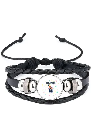 Akyol Geslaagd 2 mensen armband zwart - Felicitatie - iemand die is geslaagd - gefeliciteerd - examen - school - diploma gehaald