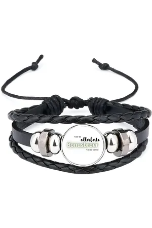 Akyol Voor de allerbeste bonusbroer van de wereld armband zwart - Broer - de beste bonusbroer - verjaardagscadeau - verjaardag - cadeau - cadeautje voor broer - broer artikelen - kado - geschenk - gift