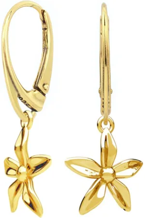 ARLIZI 2387 Oorbellen bloem oorhangers - verguld - 3,5 cm