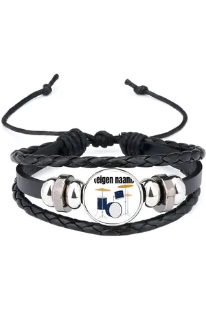 Akyol Drumstel met eigen naam armband zwart - Drummen - muziek liefhebbers - drummers - verjaardag - cadeau - kado