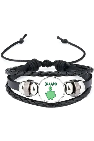 Akyol Groene piggy bank met eigen naam armband zwart - Varken - iemand die van geld houdt - cadeau voor iemand die houdt van geld - verjaardagscadeau - gift - geschenk