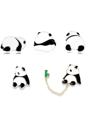 Merkloos Leuke Kleine Panda Broches Voor Vrouwen Meisjes - Cartoon Emaille Broche Set Accessoires Corsage Voor Hoed Tas Pak Tie - Dier Revers Pin Sieraden Gift Bff Verjaardag 5 Stuks