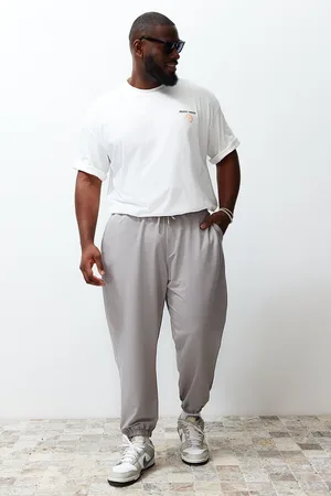 Trendyol Plus Size Grijs Oversize 100% Katoenen Joggingbroek Tmnss24Aj00001
