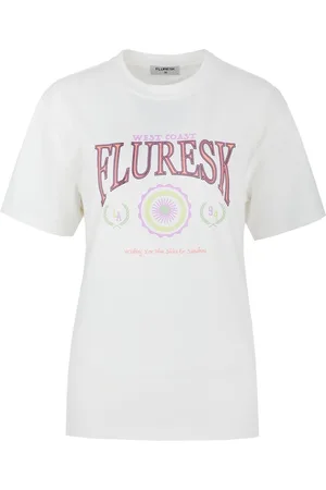 Fluresk T-shirt Soraya T Shirt 25zfff04 011231 Offwhite/flower Peach Dames Maat - 42