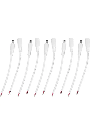 Merkloos 5 Paar 5.5X2.1Mm Man Vrouw Vrouw Barrel Power Connector Wit Dc Power Barrel Plug Jack Connector Kabel Draad (Wit)