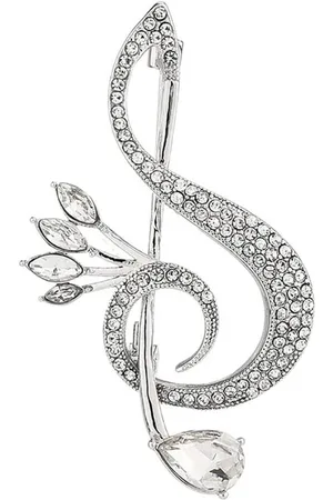 Merkloos Muziek Note Broche Revers Pin Strass Crystal G Clef - Delicaat - Sjaal Jassen Jurk Pak Bruiden Corsage Broches voor Vrouwen Meisjes Mannen Muzikant Boeket Bruiloft Sieraden Geschenken Metaal Kubieke zirkonia