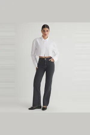 Trendyol Blauwe Taille Gedetailleerde Jeans Met Hoge Taille En Wijde Pijpen Twoss21Je0385