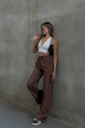 Merkloos Broek van linnen mix - Maat XL