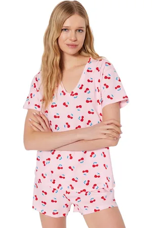 Trendyol Lichtroze 100% Katoenen Gebreide Pyjamaset Met Kersenmotief En Shorts Thmss23Pt00013