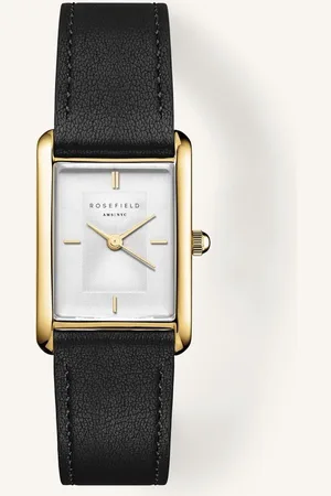 ROSEFIELD Heirloom Modern White Dial Gold Black Leather