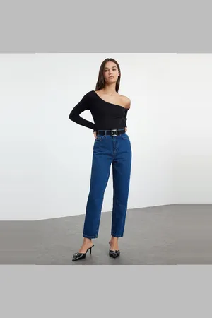 Trendyol Blauwe Mom Jeans Met Hoge Taille Twoss20Je0108