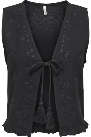 ONLY ONLJAKIRI LINEN S/L EMB VEST PTM Dames Top - Maat S