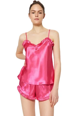 Trendyol Geplooide Touwband Satijnen Shorts Geweven Pyjamaset Thmss22Pt0274