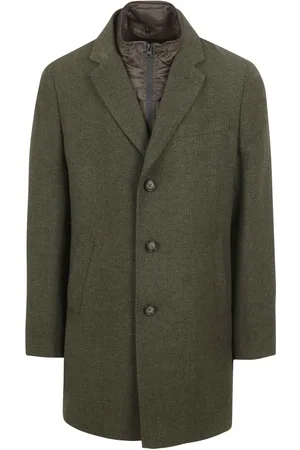Suitable Coat Wol Twill Donkergroen - Maat 48 - Heren - Mantels