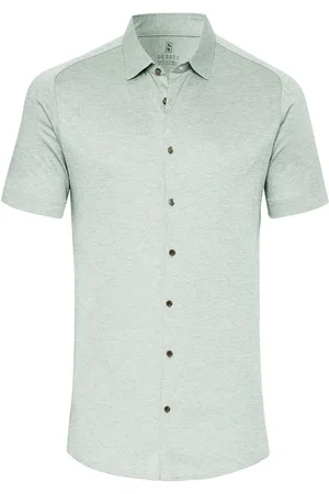 DESOTO Short Sleeve Jersey Overhemd Lichtgroen - Maat XL - Heren - Overhemden Casual