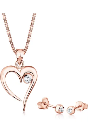 Elli Dames Sieraden Set Dames Hanger Hart Hanger Elegant met Zirkonia in 925 Sterling Zilver